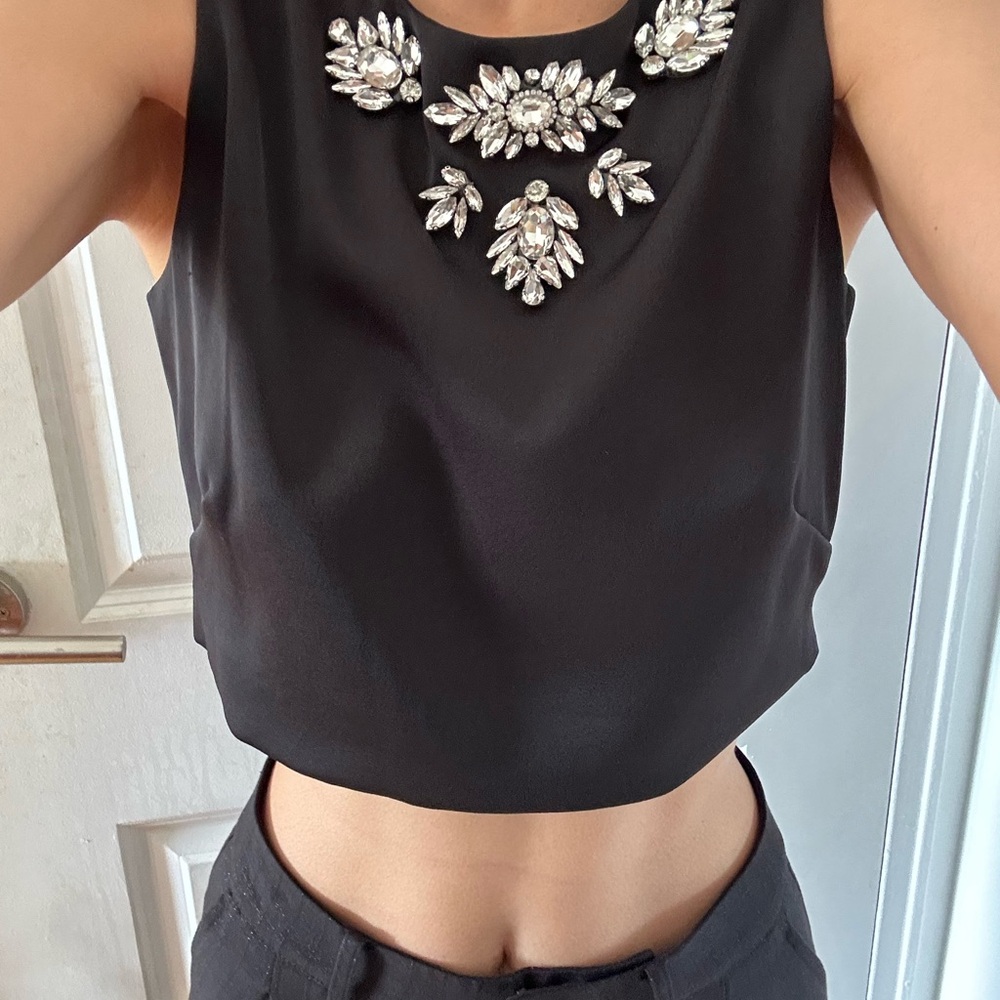 Generation Love Black Crystal Embellished Tank Top